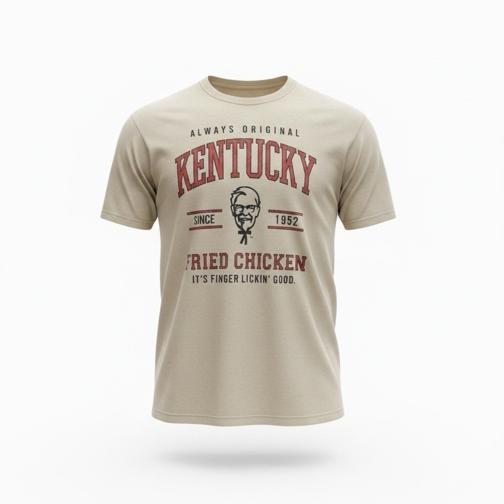 KFC Kentucky Fried Chicken T Shirt Men's XL Heather Cream Graphic Logo Tee